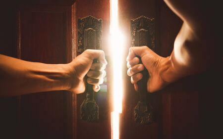 Hand open door light concept