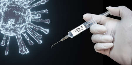 Anti coronavirus disease COVID-19 infection medical isolated on black backgoundの写真素材
