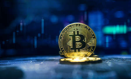 Bitcoin gold cryptocurrency blockchain technology And trading background with cryptocurrency chart...