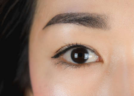 Closeup beautiful female eyes with long eyelashes