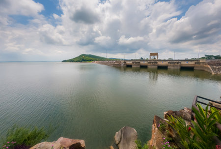 View of Pratunam Ubonrat Dam, Khon Kaen Province, Thailandの写真素材