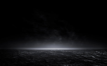 3D Rendering Abstract light in a dark empty place.の写真素材