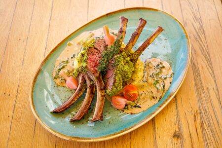 Beef dish in a restaurantの写真素材