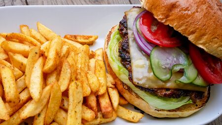 Burger and friesの写真素材