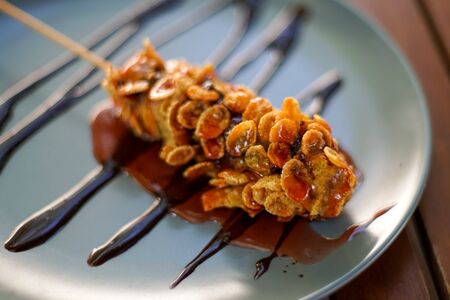 Dessert on a restaurant tableの写真素材