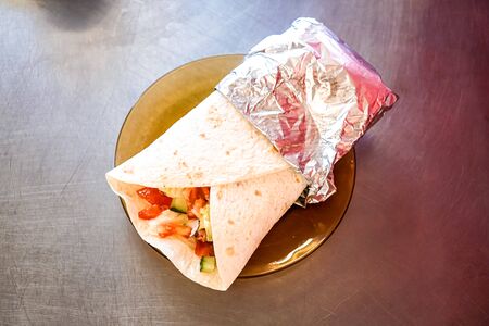 Fast food on a restaurant tableの写真素材