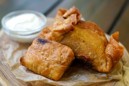 Fast food on a restaurant tableの写真素材