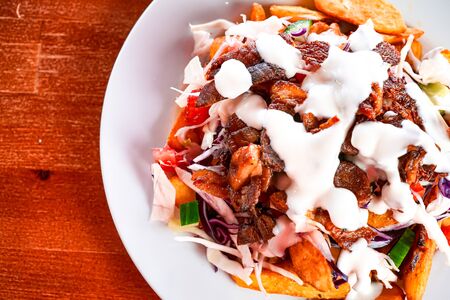 Gyros on a restaurant tableの写真素材