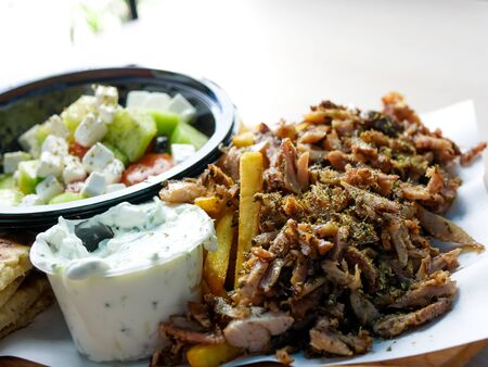 Gyros on a restaurant table