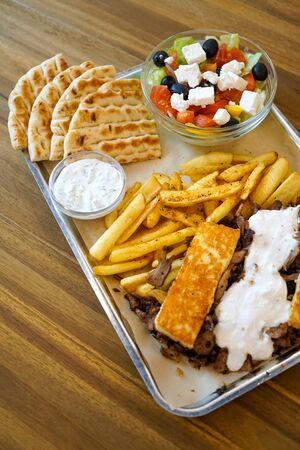 Gyros on a restaurant tableの写真素材