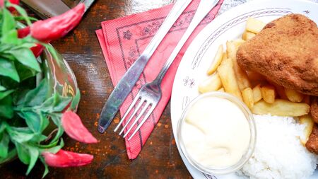 Main course in a restaurantの写真素材