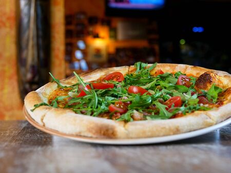 Pizza on a restaurant table