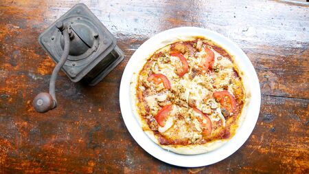 Pizza on a restaurant table