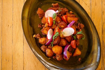 Pork dish on a restaurant table