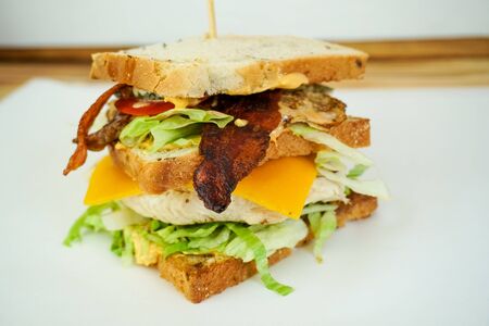 Sandwich on a restaurant tableの写真素材