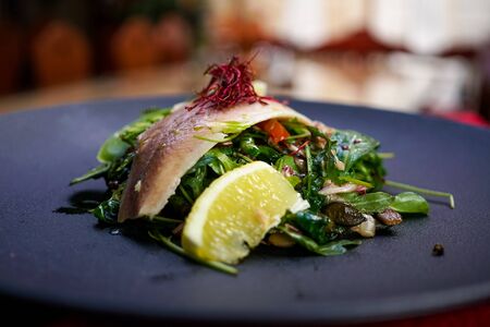 Seafood on a restaurant tableの写真素材