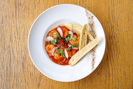 Seafood on a restaurant table