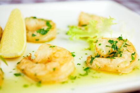 Seafood on a restaurant table