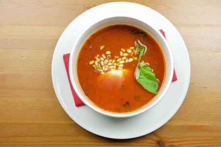 Soup on a restaurant table