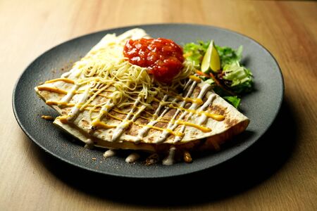 Tortilla on a restaurant table