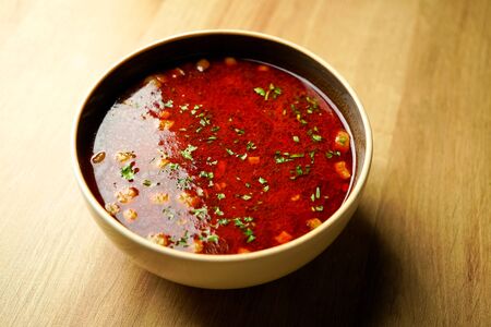 Soup  on a restaurant table