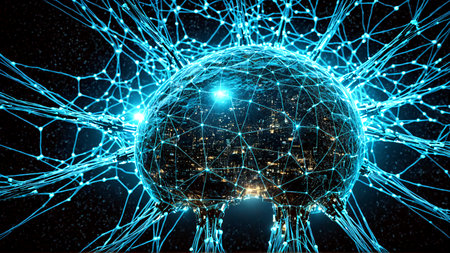 Experience the pulse of global connectivity with this dynamic visualization of a futuristic digital network, sparking innovation and boundless possibilities.の素材