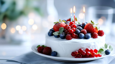 Celebrate special moments with this delectable berry cake. Perfect for birthdays, anniversaries, or any occasion that calls for fresh, flavorful elegance.の素材