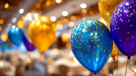 Capture the pure essence of celebration with these vibrant, confetti-filled balloons creating a dazzling, festive atmosphere perfect for any joyous event.の素材