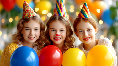 Capture the essence of a joyful birthday with these smiling girls, perfect for creating a cheerful and memorable celebration. Ideal for invitations, social media, or any project needing a touch of happiness and fun. Evoke feelings of joy and excitement.の素材