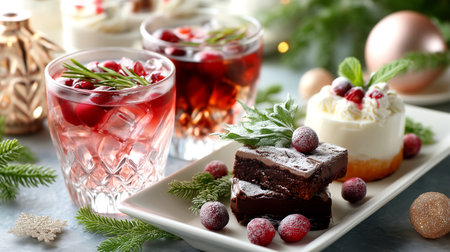 Experience the magic of the season with this exquisite spread of festive holiday delights. Perfect for celebrations, gatherings, or simply indulging in a moment of pure joy.の素材