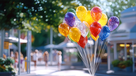 Capture pure delight with this vibrant bunch of colorful balloons, perfect for celebrating any joyful occasion. Their festive sparkle evokes happiness and memorable moments.の素材