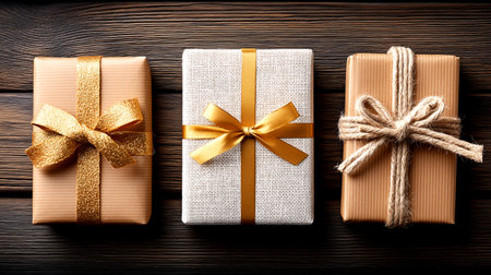 Gorgeous gifts wrapped with style and care, ready for holidays, birthdays, or special celebrations. Evoke feelings of warmth and generosity for your marketing or personal projects.の素材