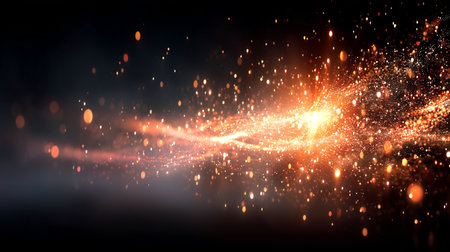 Capture a sense of wonder with this stunning abstract background of golden light streaks and shimmering particles. Perfect for adding a touch of magic and elegance to your creative projects.の素材