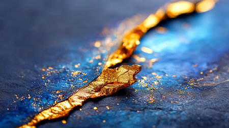 Experience pure luxury with this stunning abstract texture, a dynamic blend of rich navy blue and radiant gold. Perfect for premium designs and elegant backgrounds.の素材