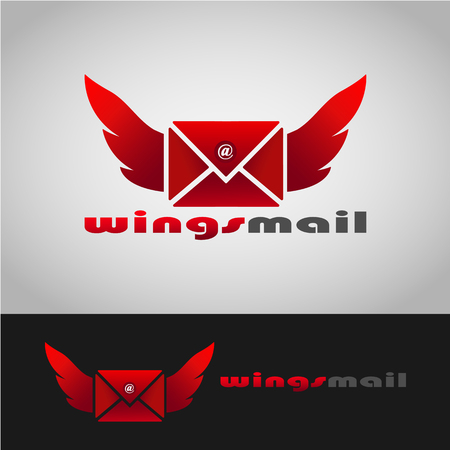 This logo has a mail that has wings on both sides.のイラスト素材