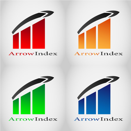 This is a logo that draws a percentage index and there are also arrows. This logo is very suitable for use in the fields of economics, finance, and other businesses.のイラスト素材