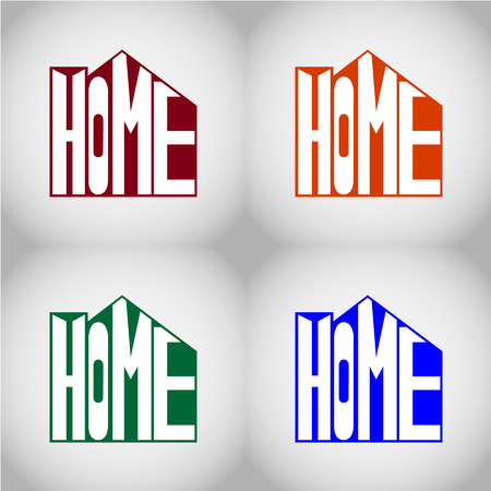 This logo has a picture of a house with HOME written on it.のイラスト素材