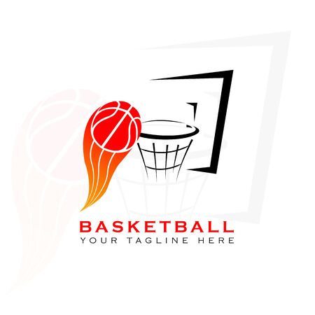 This  picture of a basketball placed in a basket of basketball. This  is well used as a basketball team   in the sports field. But it can also be used in various creative businesses and  from the application.のイラスト素材