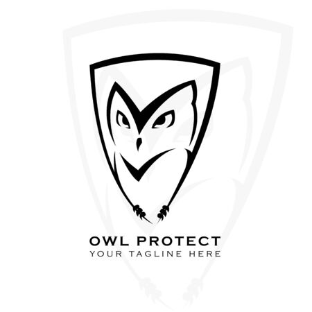 This  show an owl with a shield background. This  is good for use as a company  or business in the defense  sector. Or it can also be used as an antivirus application.のイラスト素材