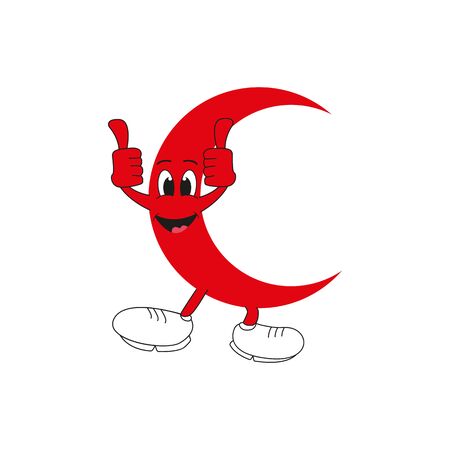 This illustration depicts the red crescent mascot. This illustration was inspired by the humanitarian movement, World Red Cross & Red Crescent.のイラスト素材