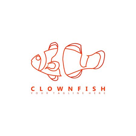 This is a clownfish logo image that uses a negative space style. This logo is suitable for companies in the field of ornamental fish farming.のイラスト素材