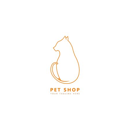 This is a picture of a cat sitting facing left. This image can be used as a logo for pet stores, especially cats.のイラスト素材