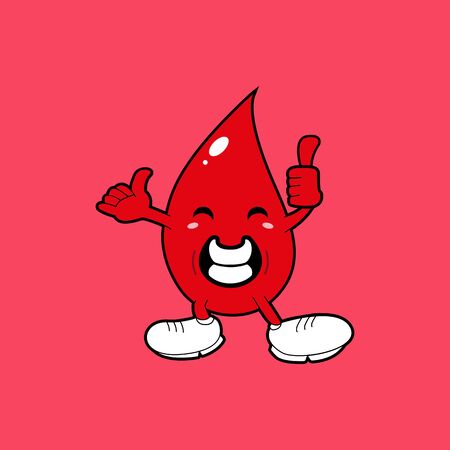 This illustration depicts a blood mascot. This illustration is intended for humanitarian activities, such as blood donation.のイラスト素材