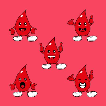 This illustration depicts a blood mascot. This illustration is intended for humanitarian activities, such as blood donation.のイラスト素材