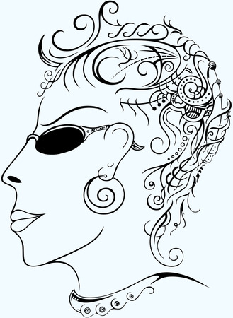 Vector silhouette of a woman's face. format.のイラスト素材