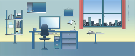 Vector illustration : Cabinet / Study / Officeのイラスト素材