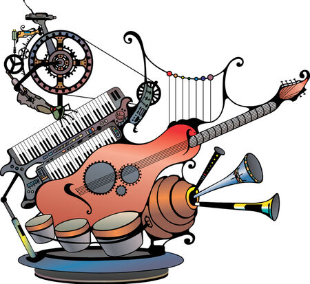 Symbolical figure of the device of the future  the robot of the organ-grinder.のイラスト素材