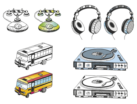 Hand Drawn Some Devices のイラスト素材