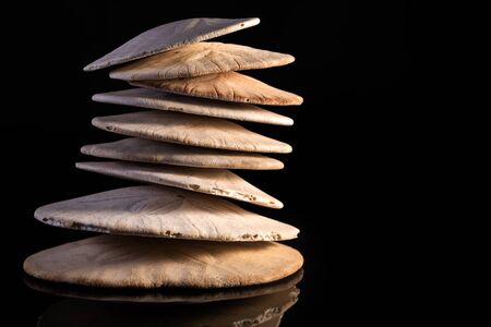 Sand dollars with reflection and black backgroundの写真素材