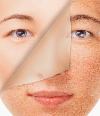 Portrait of smiling woman with new smooth skin after cosmetic procedureのeditorial素材